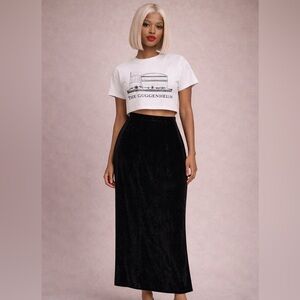 NWT Black velvet high quality J Jill maxi skirt- back zip- 8